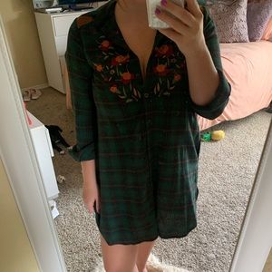Green flannel dress